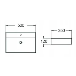 Lavabo|Silla Global Vasque à poser rectangulaire, céramique 50x35x12 cm Blanc