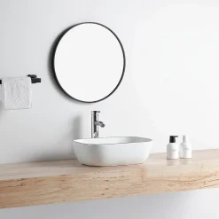 Vasque À Poser|Stano Vasque à poser rectangulaire en ceramique CUARTO 3 coloris 45.5 x 32.5 cm Blanc lisere noir
