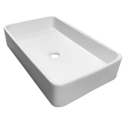 Homesight Vasque à poser rectangulaire céramique blanc l.60 x H.12 cm Saddy