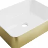 Lavabo|Silla Global Vasque à poser rectangulaire, céramique 48x37x13 cm Blanc/or