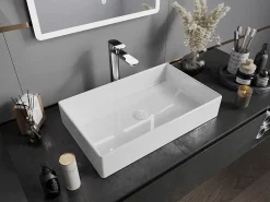 Lavabo|Silla Global Vasque à poser rectangulaire, céramique 60x37x11 cm Blanc