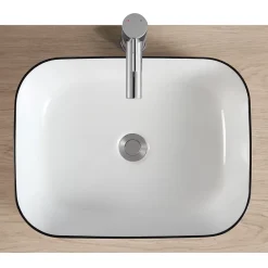 Homesight Vasque à poser rectangulaire céramique blanc et noir Kala