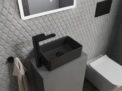 Lavabo|Silla Global Vasque à poser rectangulaire, céramique 36,5x23,5x12 cm Noir