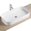 Vasque À Poser|Homesight Vasque à poser rectangulaire céramique blanc brillant l.45 x H.13 cm Josy