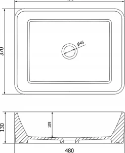 Lavabo|Silla Global Vasque à poser rectangulaire, céramique 48x37x13 cm Blanc