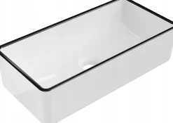 Lavabo|Silla Global Vasque à poser rectangulaire, céramique 46,5x23,5x12 cm Blanc/Noir