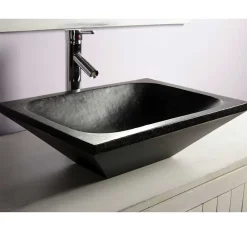 Vasque À Poser|Autres Vasque à poser rectangulaire noire en Terrazzo pour salle de bain design