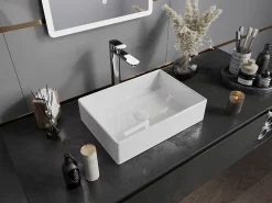 Lavabo|Silla Global Vasque à poser rectangulaire, céramique 45x32x11 cm Blanc