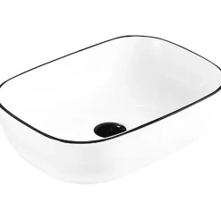 Silla Global Vasque à poser rectangulaire, céramique 45,5x32,5x13,5 cm Blanc/noir