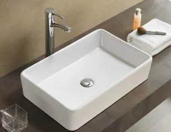 Silla Global Vasque à poser rectangulaire, céramique 61x41x11,5 cm Blanc