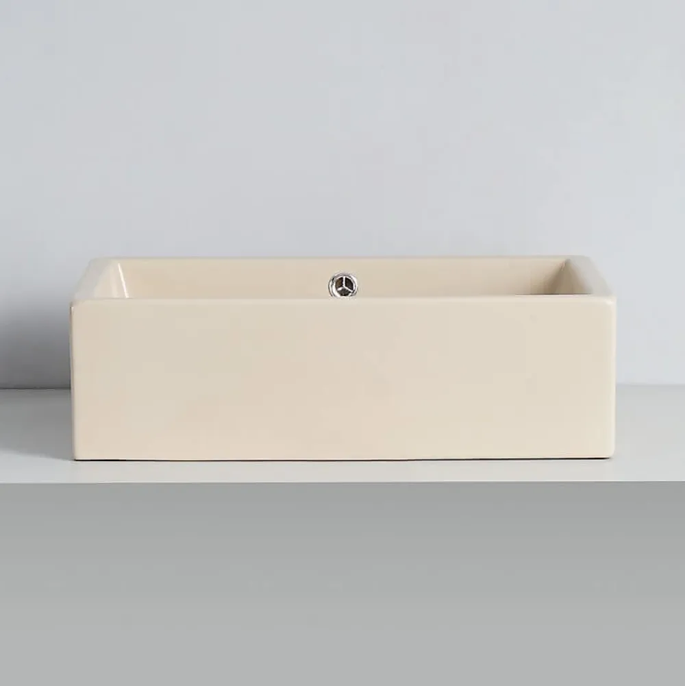 Rue Du Bain Vasque à Poser Rectangulaire - Céramique Beige Mat - 51x36 cm - Line