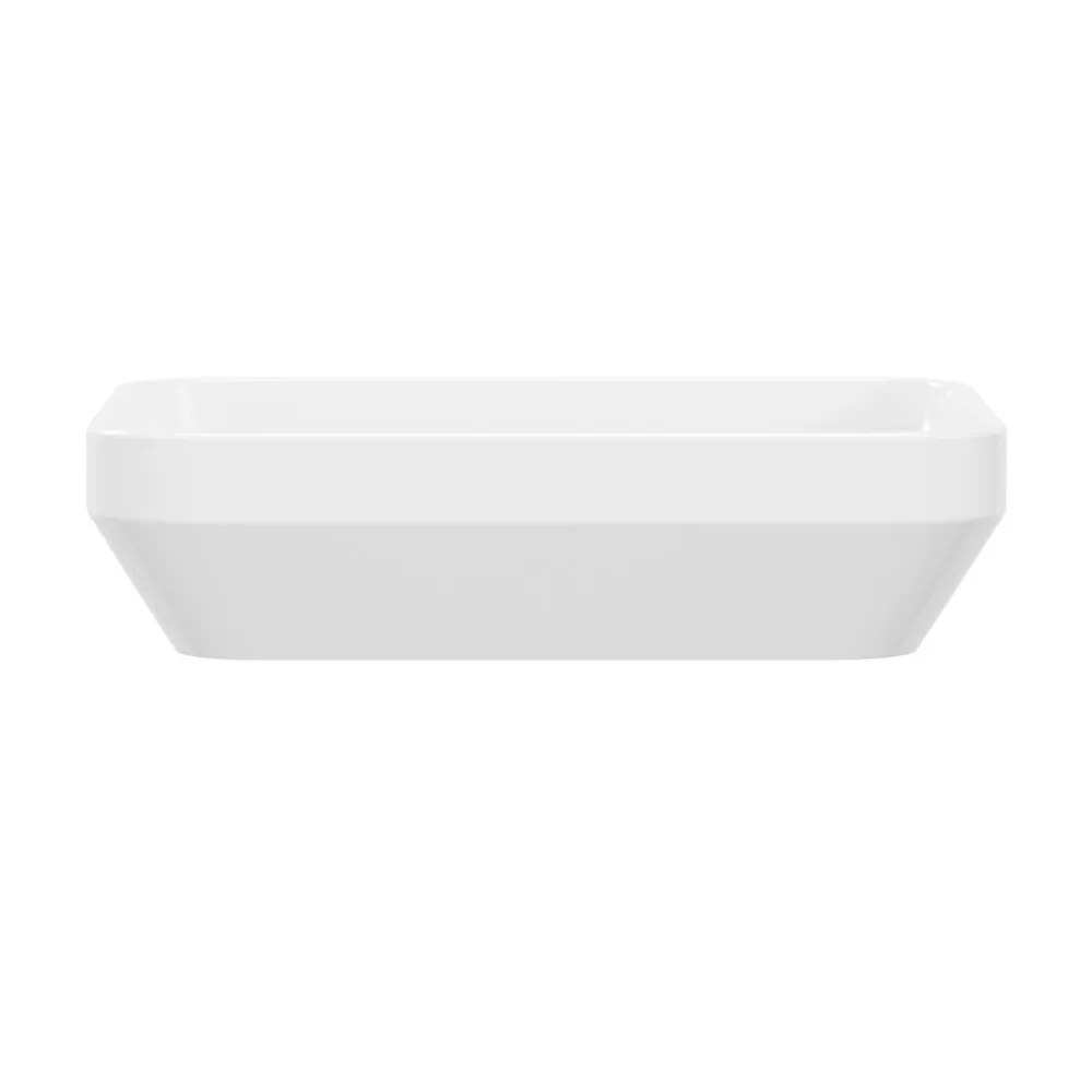 GoodHome Vasque à poser rectangulaire en résine blanc satin l.45 x H.11,5 x P.35 cm, Teesta