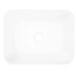 GoodHome Vasque à poser rectangulaire en résine blanc satin l.45 x H.11,5 x P.35 cm, Teesta