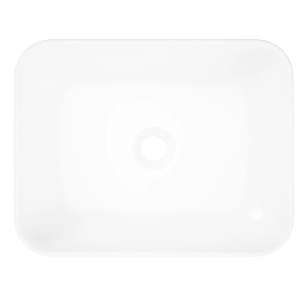 GoodHome Vasque à poser rectangulaire en résine blanc satin l.45 x H.11,5 x P.35 cm, Teesta