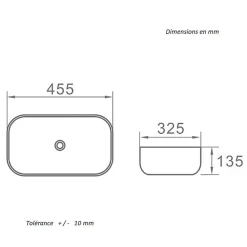 Stano Vasque à poser rectangulaire en ceramique CUARTO 3 coloris 45.5 x 32.5 cm Blanc brillant