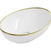 Silla Global Vasque à poser rectangulaire, céramique 40,5x33x14 cm Blanc/or