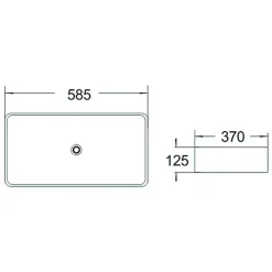 Silla Global Vasque à poser rectangulaire, céramique 58,5x37x12,5 cm Blanc