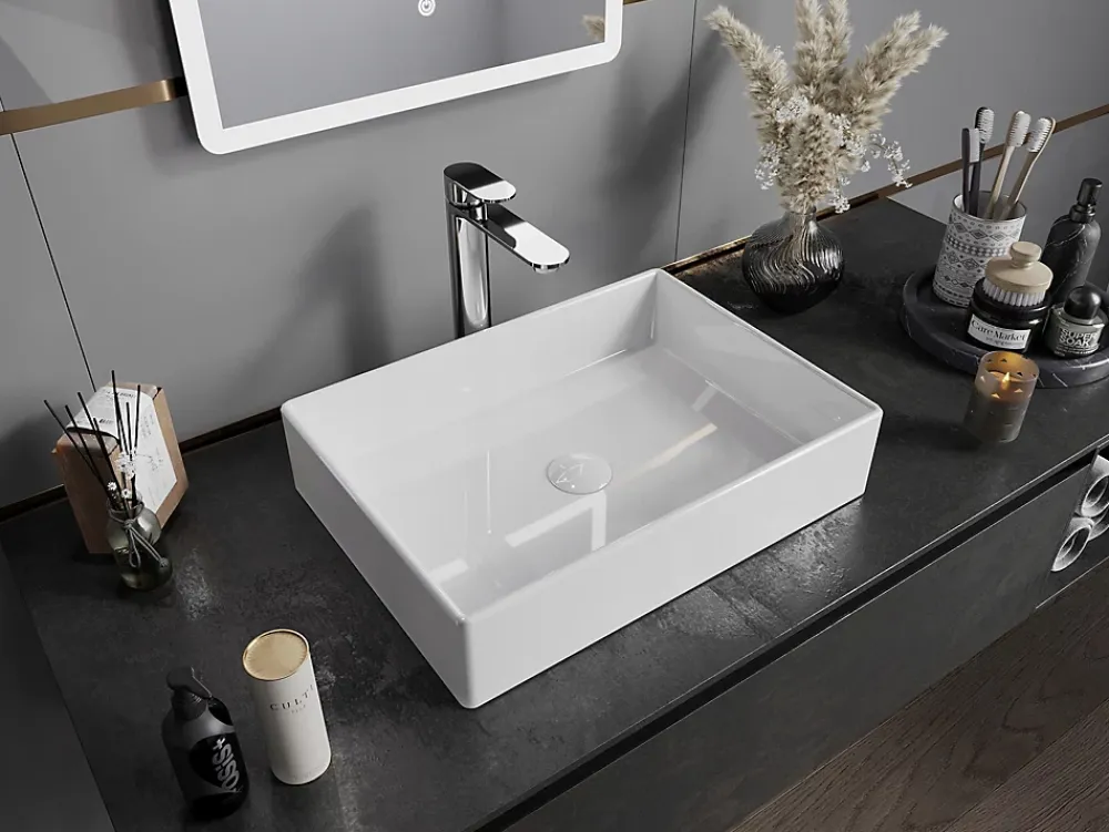 Silla Global Vasque à poser rectangulaire, céramique 51x37x11 cm Blanc