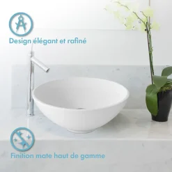 Vasque À Poser|Ambra Vasque à poser ronde 38 cm en Solid surface - Coppa