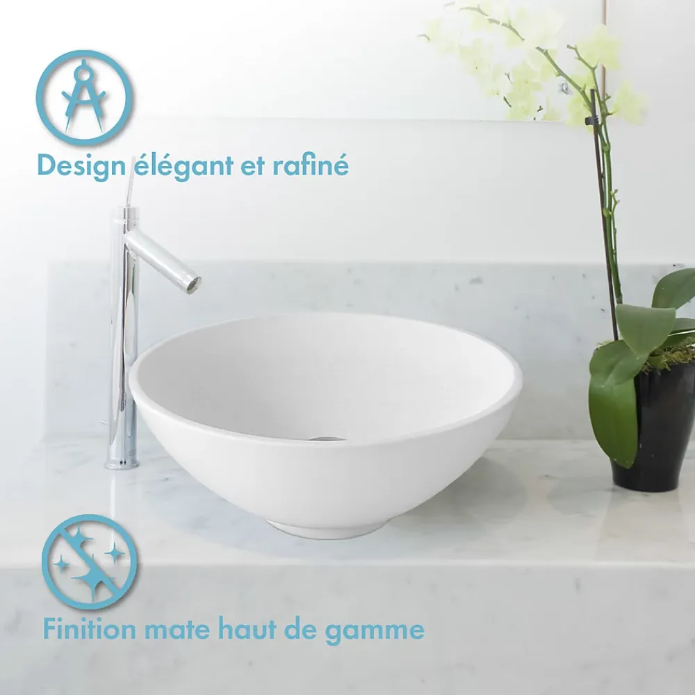 Vasque À Poser|Ambra Vasque à poser ronde 38 cm en Solid surface - Coppa