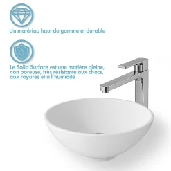 Vasque À Poser|Ambra Vasque à poser ronde 38 cm en Solid surface - Coppa