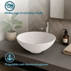 Vasque À Poser|Ambra Vasque à poser ronde 38 cm en Solid surface - Coppa