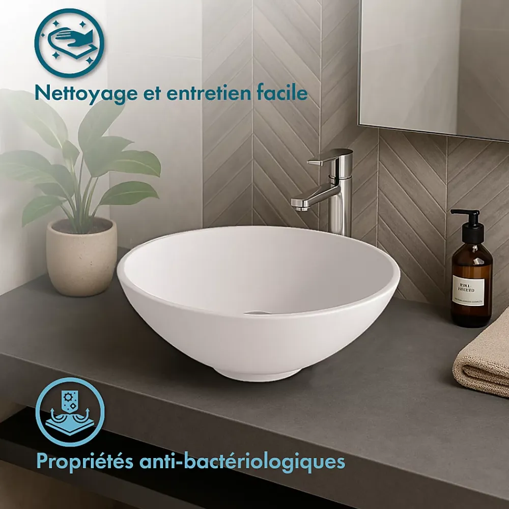 Vasque À Poser|Ambra Vasque à poser ronde 38 cm en Solid surface - Coppa