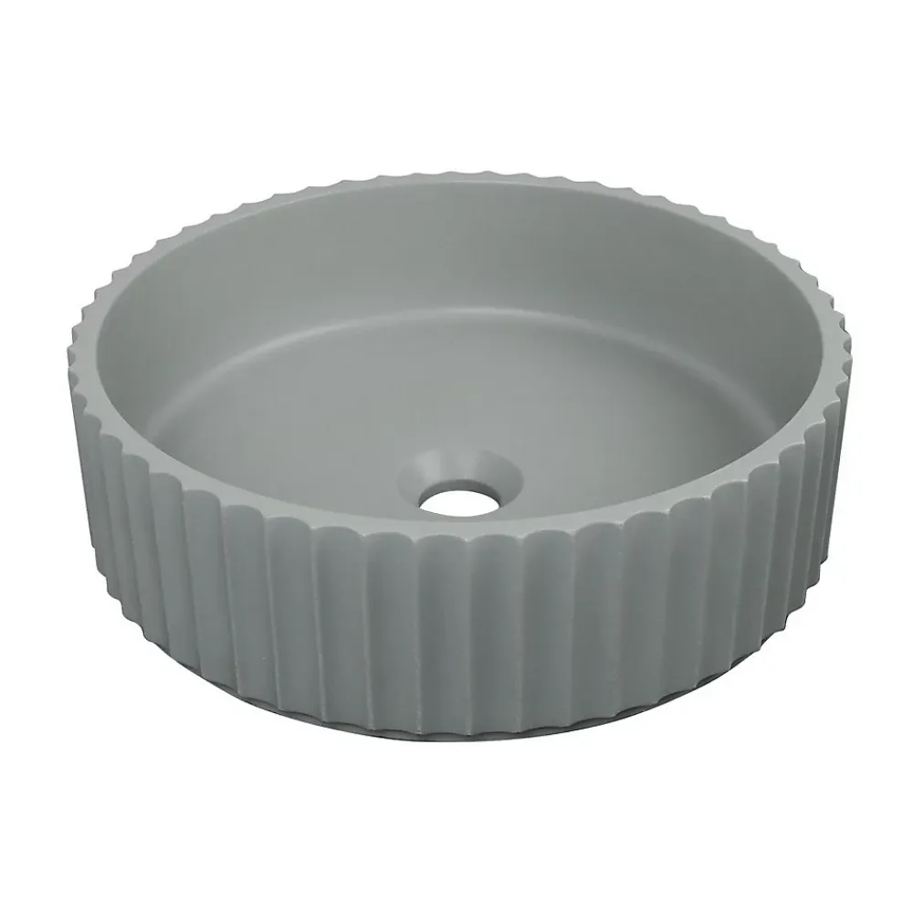 Mob-In Vasque à poser ronde béton texturé vert 39,8cm