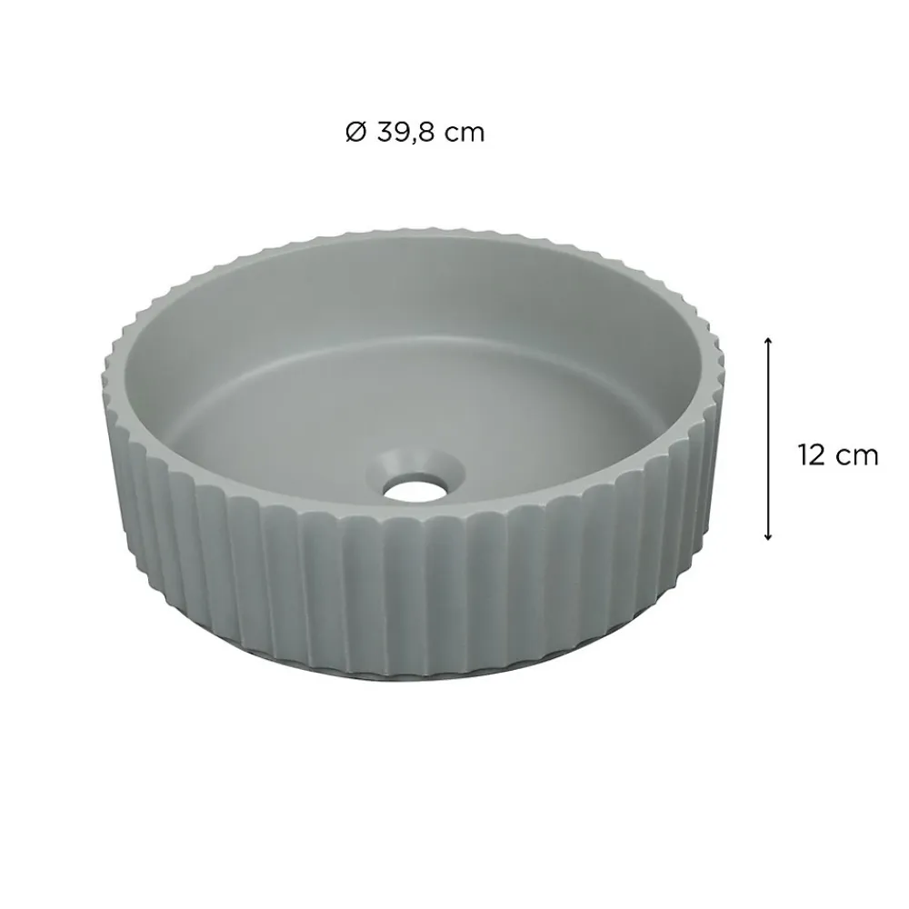 Mob-In Vasque à poser ronde béton texturé vert 39,8cm
