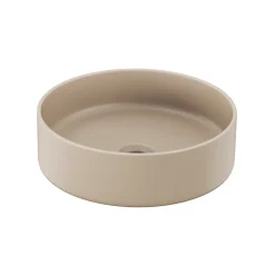 GoodHome Vasque à poser ronde céramique beige mat Samal