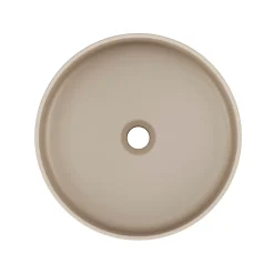 GoodHome Vasque à poser ronde céramique beige mat Samal