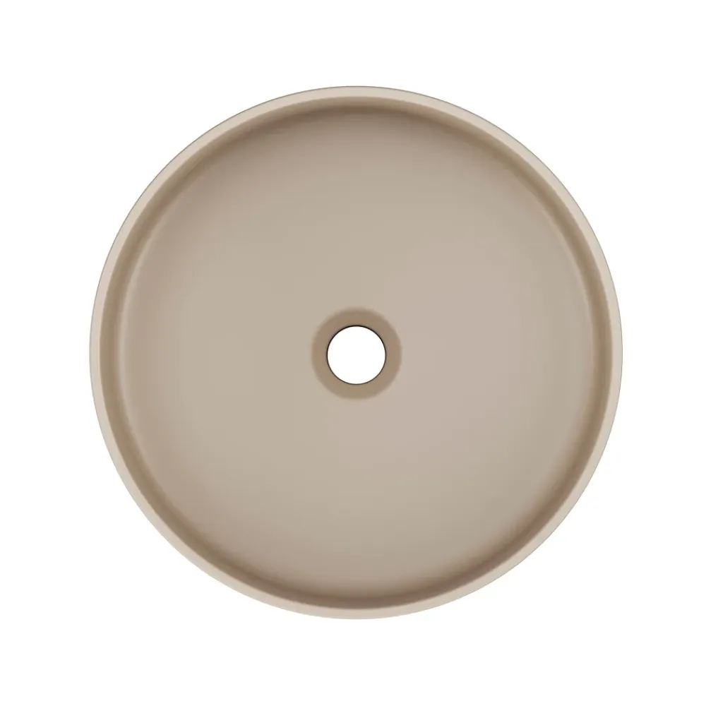 GoodHome Vasque à poser ronde céramique beige mat Samal