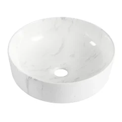 Vasque À Poser|Homesight Vasque à poser ronde céramique imitation marbre blanc Lou