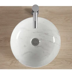 Vasque À Poser|Homesight Vasque à poser ronde céramique imitation marbre blanc Lou