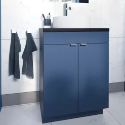 GoodHome Vasque à poser ronde céramique blanc mat Samal