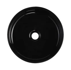 Homesight Vasque à poser ronde céramique noir brillant Ø36 x H.12 cm Romeo