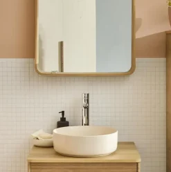 Homesight Vasque à poser ronde céramique beige Ø36 x H.12 cm Romeo