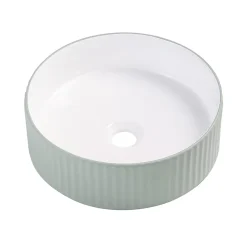 Homesight Vasque à poser ronde céramique vert sauge mat et brillant Ø36 x H.12 cm Linea