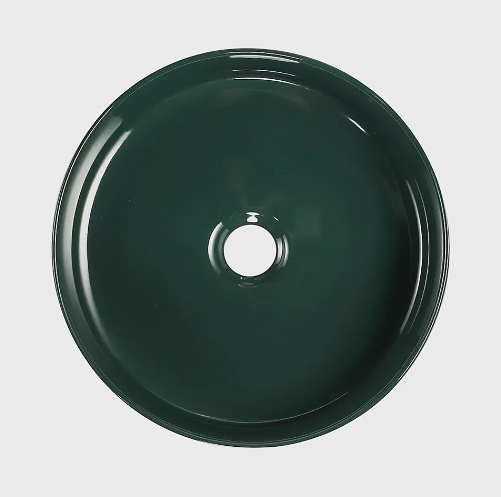 Homesight Vasque à poser ronde céramique vert sapin brillant Ø36 x H.12 cm Romeo