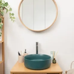 Vasque À Poser|Homesight Vasque à poser ronde céramique vert sapin mat Ø36 x H.12 cm Romeo