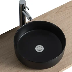 Homesight Vasque à poser ronde céramique noir mat Ø36 x H.12 cm Romeo