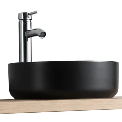 Homesight Vasque à poser ronde céramique noir mat Ø36 x H.12 cm Romeo