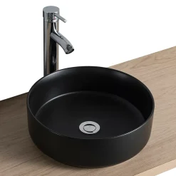 Homesight Vasque à poser ronde céramique noir mat Ø36 x H.12 cm Romeo