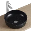 Vasque À Poser|Homesight Vasque à poser ronde céramique imitation marbre noir Lou