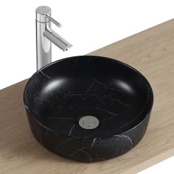 Vasque À Poser|Homesight Vasque à poser ronde céramique imitation marbre noir Lou