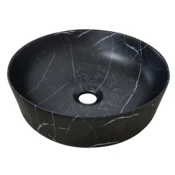 Vasque À Poser|Homesight Vasque à poser ronde céramique imitation marbre noir Lou