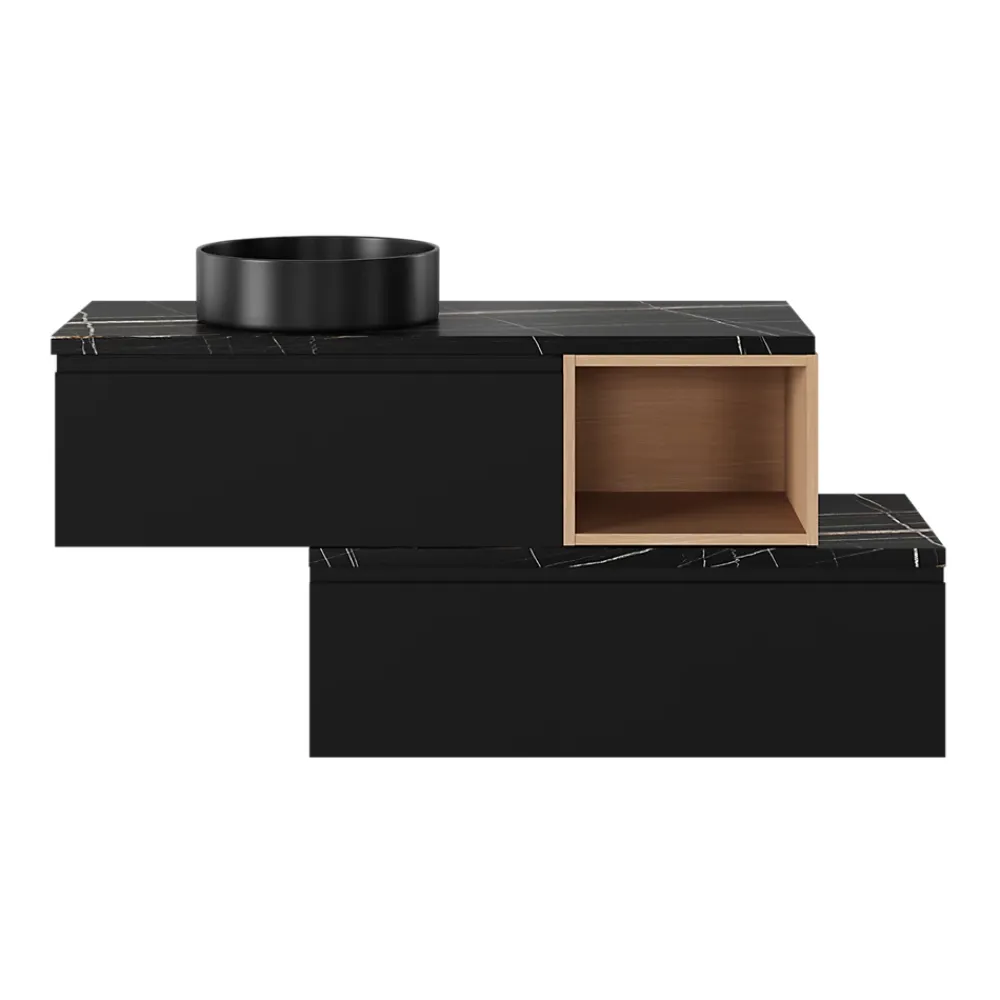Vasque À Poser|GoodHome Vasque à poser ronde céramique noir mat Samal