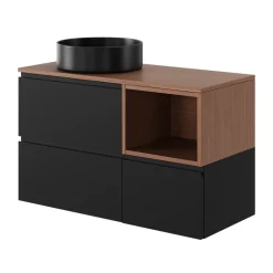 Vasque À Poser|GoodHome Vasque à poser ronde céramique noir mat Samal