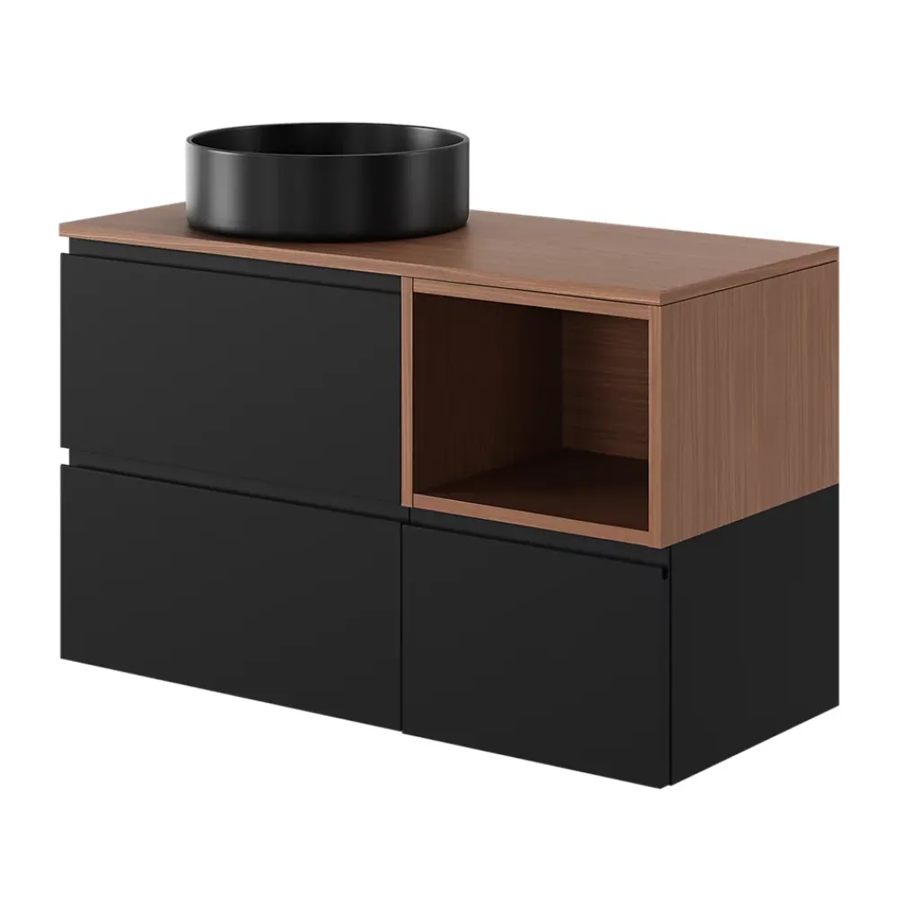Vasque À Poser|GoodHome Vasque à poser ronde céramique noir mat Samal