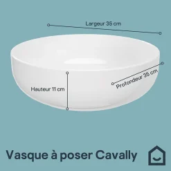 Vasque À Poser|GoodHome Vasque à poser ronde céramique blanc brillant Cavally